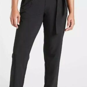 Athleta Skyline Black High-Waisted Trousers with Tie Belt